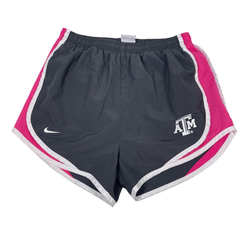 Nike Running Shorts‎ Womens Size Small Gray Pink Dri-Fit Texas A&M Logo Athletic